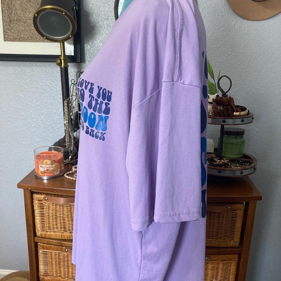 Shein purple graphic, short sleeve T-shirt ” Love you to the moon and back.” - Picture 3 of 9
